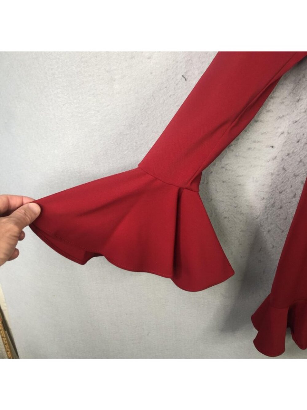 Issue New York Dress Womens M Red Ruffle Jacket Mini Long Sleeve Party Cocktail - Picture 6 of 16
